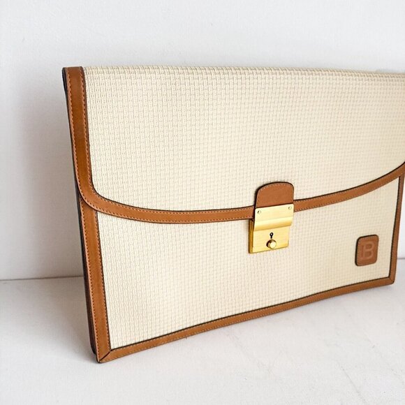 Vintage Bally Light Beige Monogram Office Document Case - Picture 6 of 14